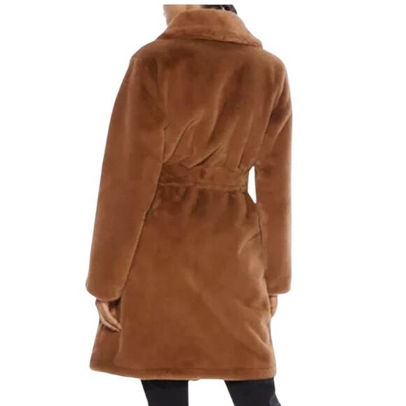 APPARIS Women's Faux Fur Vegan Belted Coat in Camel Size Large NWT MSRP $340 - Picture 5 of 13